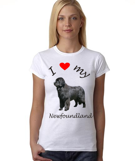 Dogs - I Heart My Newfoundland on Womans Shirt